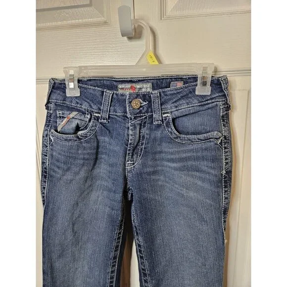 ARIAT Womens FR Mid Rise Boot Leg Jeans Size 25x30 Blue Cowgirl Workwear 25s - Picture 2 of 11